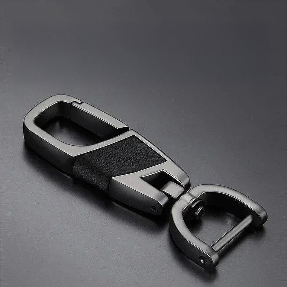 Luxury Car Keychain with Leather Inlay & Metal Clip