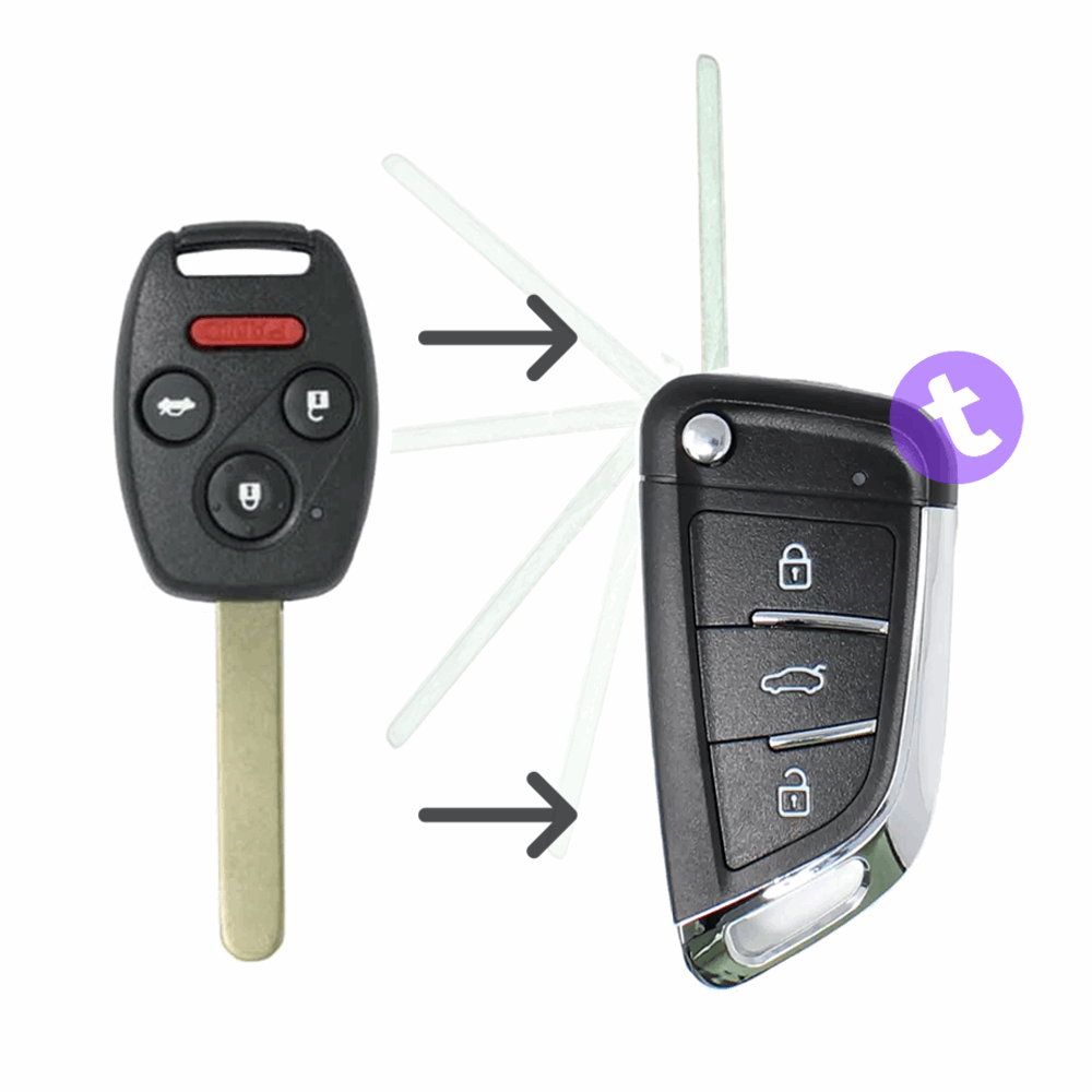 Complete Upgraded Flip Remote key for Honda Accord (2006 - 2008) 7th Gen Bladed