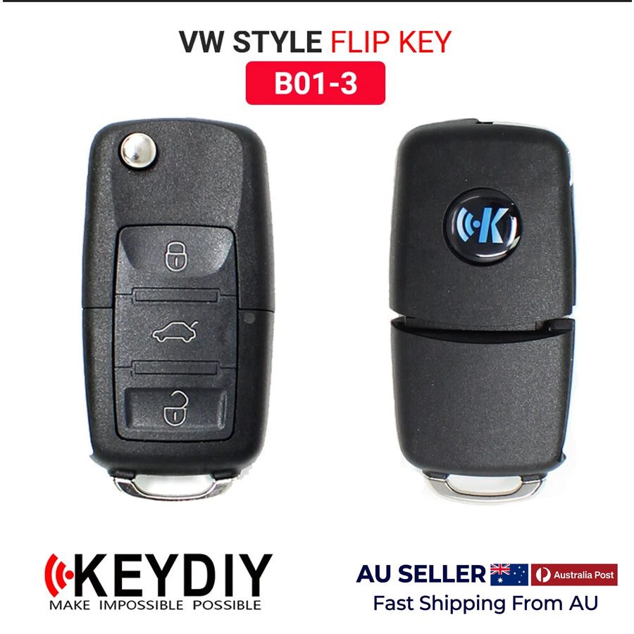KeyDIY KD B01-3 B-Series Universal Car Remote Flip Key 3 Button VW Style