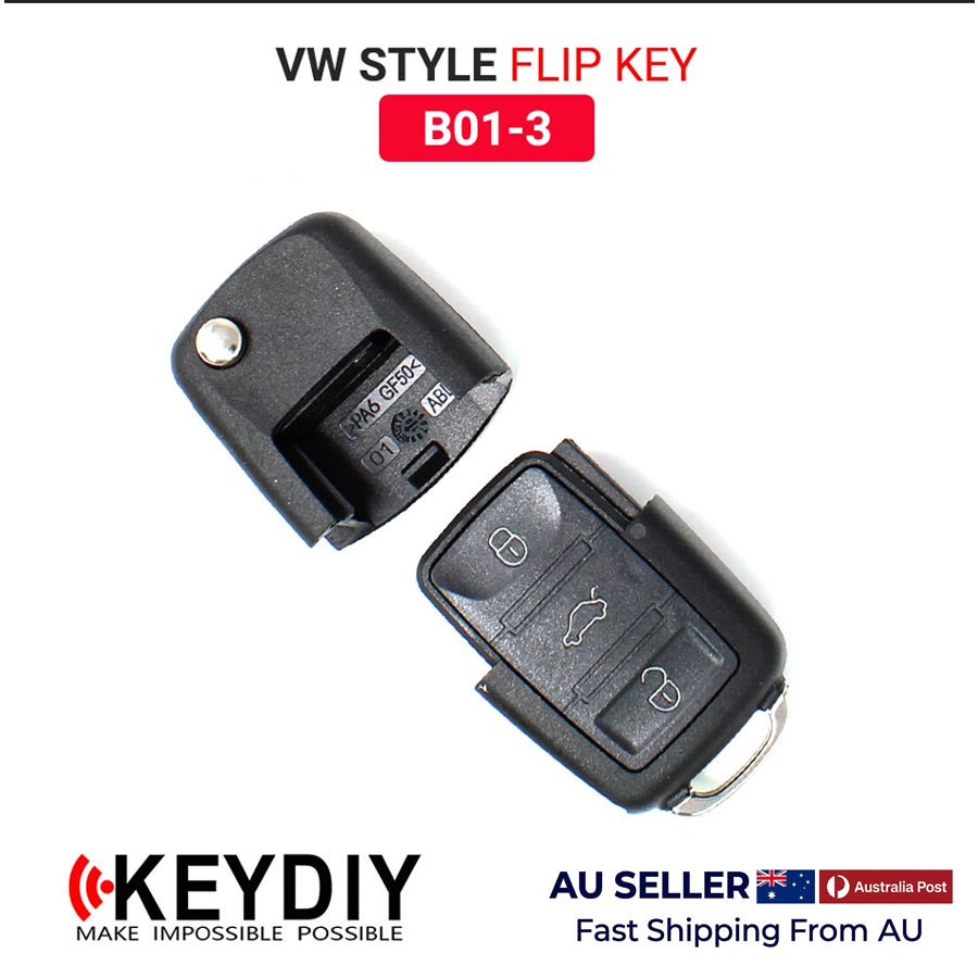 KeyDIY KD B01-3 B-Series Universal Car Remote Flip Key 3 Button VW Style