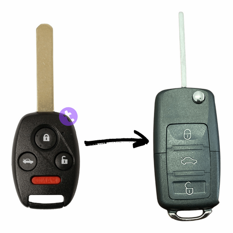Complete Upgraded Flip Remote key for Honda Accord Euro (2003 - 2008) 7th Gen Bladed.