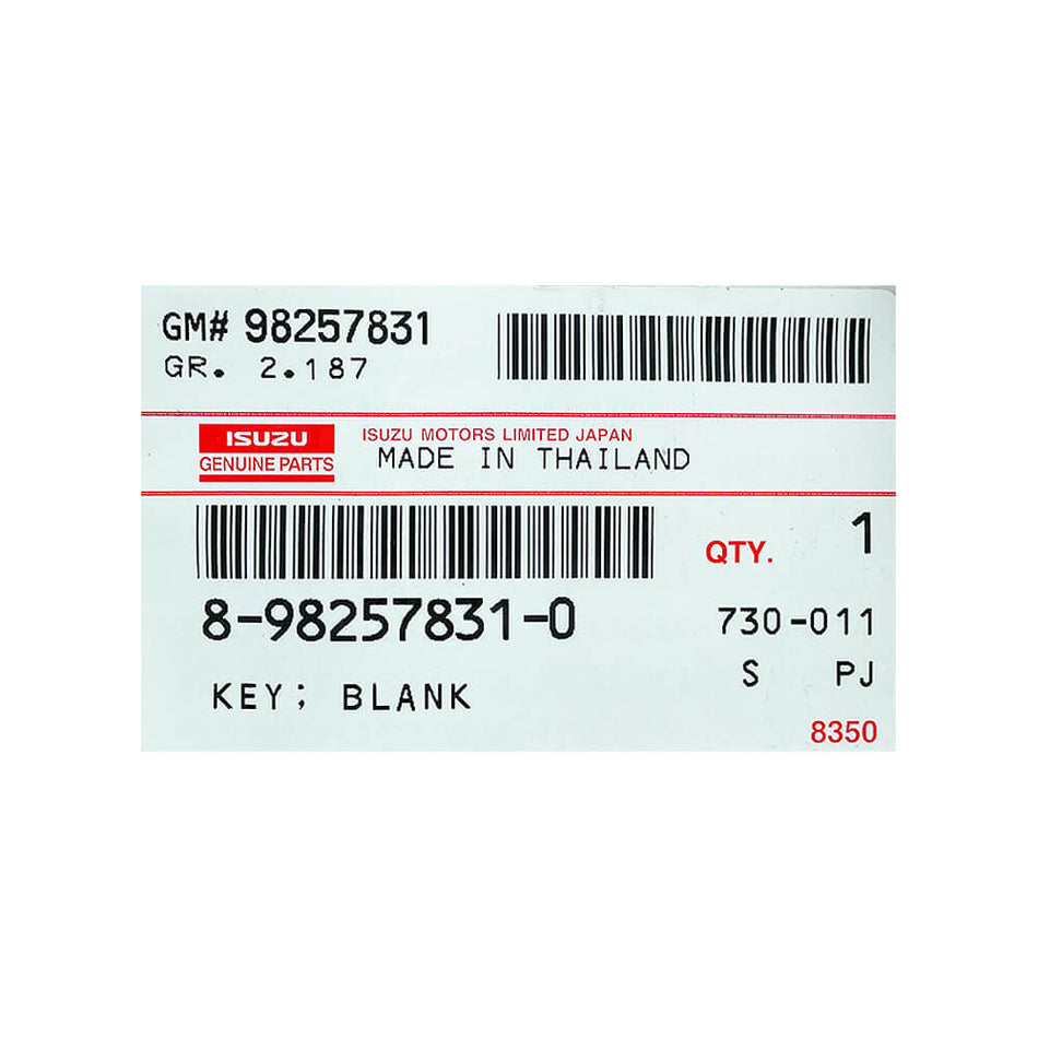 Isuzu D-Max/MU-X 2016-2020 Smart Remote Key Emergency Blade TOY43R 8-98257831-0