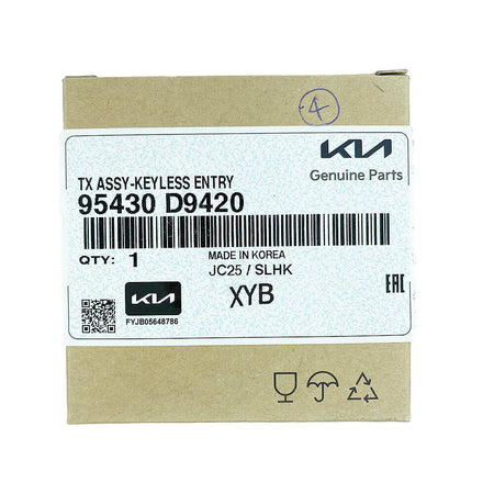 Kia Sportage 2020 Genuine 3 Buttons Flip Remote Key 433MHz 95430-D9420 FCC ID: RKE-4F42